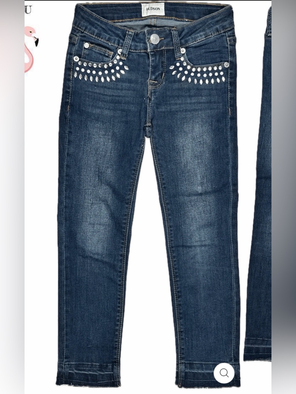 Hudson Dark Blue Girls' Midrise Skinny Jeans with Stud Detail